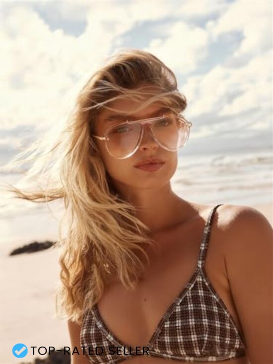 Oversized Aviator Sunglasses Retro 70s Gold Metal Square Vintage Shield Shades main image 4